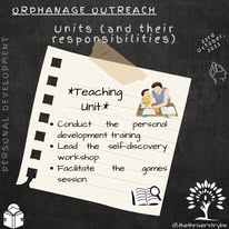 A note of the Teaching Unit Responsibilites for The Orphanage outreach
